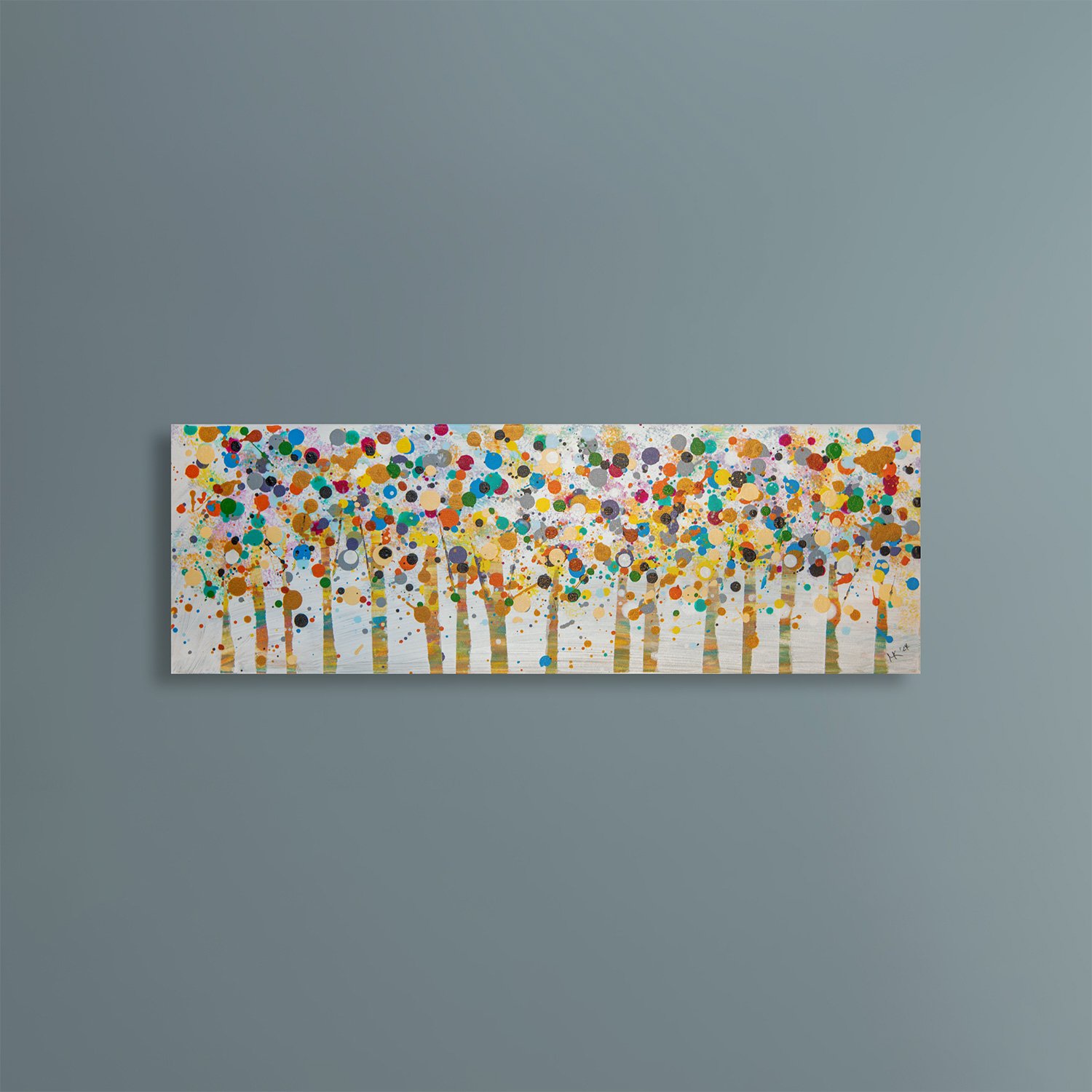 Whimsical Forest 30x10 acrylic painting on canvas